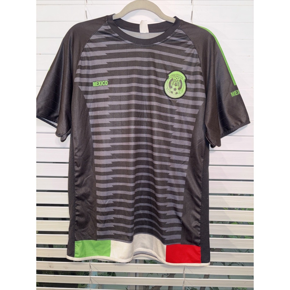 Mexico Soccer Shirt Jersey ~ Black ~ Tricolor ~ T16
